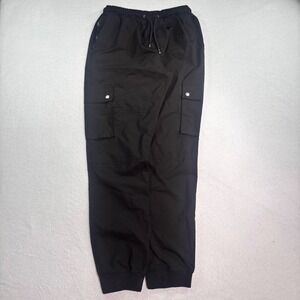 Essentials Black Cargo Jogger Pants Mens Large Streetwear Techwear Utility Pants